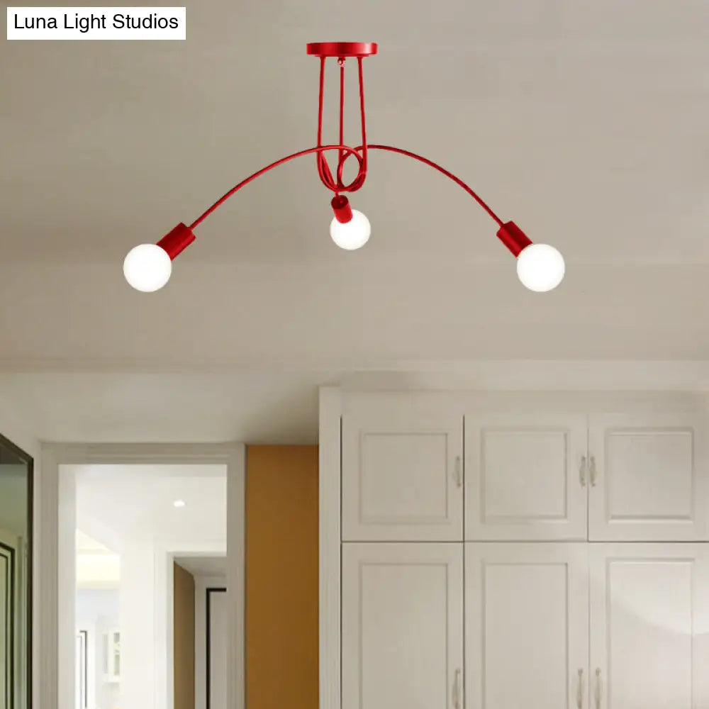 Lámpara de techo semiempotrada industrial trenzada negra/dorada DecorBites™ con bombilla expuesta - 3/5/6 luces, luminaria metálica