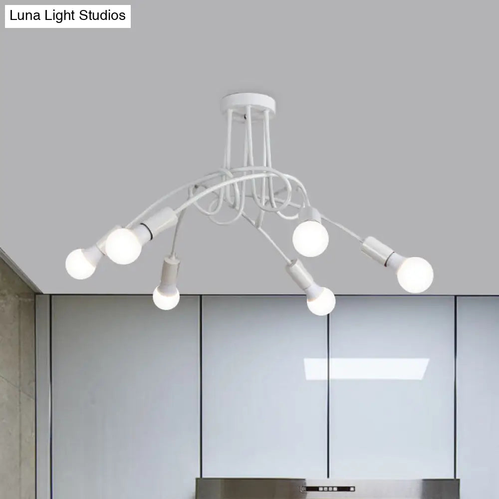 Lámpara de techo semiempotrada industrial trenzada negra/dorada DecorBites™ con bombilla expuesta - 3/5/6 luces, luminaria metálica