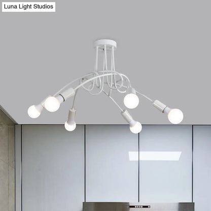 Lámpara de techo semiempotrada industrial trenzada negra/dorada DecorBites™ con bombilla expuesta - 3/5/6 luces, luminaria metálica