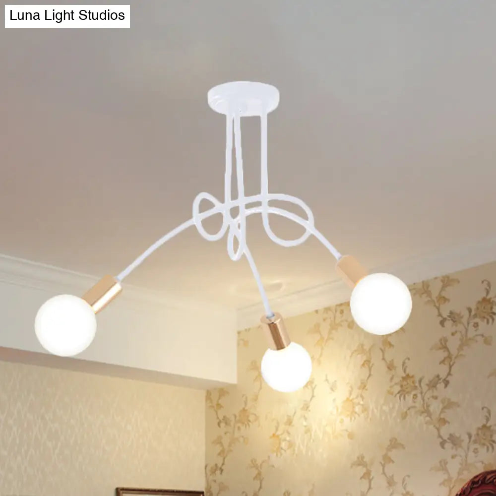 Lámpara de techo semiempotrada industrial trenzada negra/dorada DecorBites™ con bombilla expuesta - 3/5/6 luces, luminaria metálica