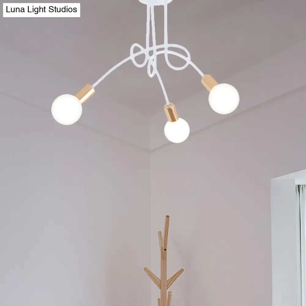 Lámpara de techo semiempotrada industrial trenzada negra/dorada DecorBites™ con bombilla expuesta - 3/5/6 luces, luminaria metálica