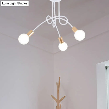 Lámpara de techo semiempotrada industrial trenzada negra/dorada DecorBites™ con bombilla expuesta - 3/5/6 luces, luminaria metálica