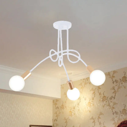 Lámpara de techo semiempotrada industrial trenzada negra/dorada DecorBites™ con bombilla expuesta - 3/5/6 luces, luminaria metálica