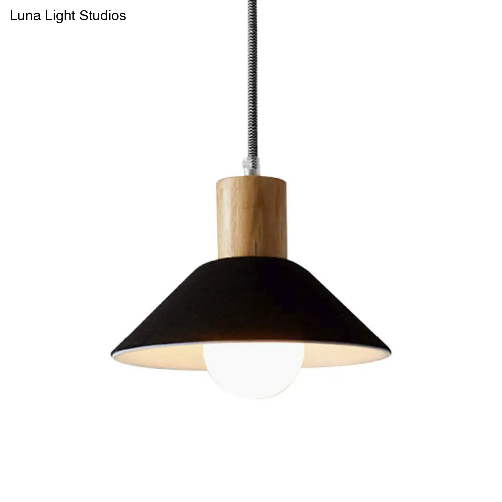 Black/Grey Felt Hanging Pendant Light with Wooden Cap - Perfect for Dining Rooms