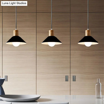 Black/Grey Felt Hanging Pendant Light with Wooden Cap - Perfect for Dining Rooms