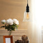 Black Industrial Bell Pendant Light Fixture with Clear Glass Shade - Single-Bulb Hanging Light