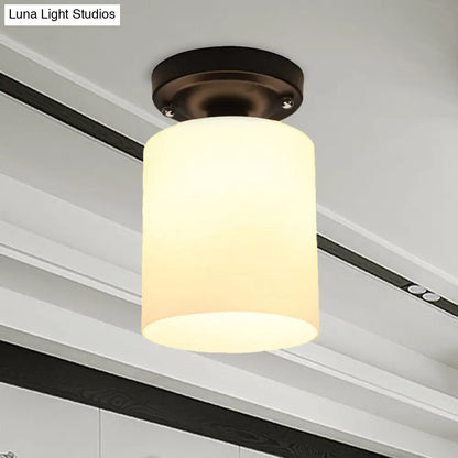DecorBites™ Black Industrial Milky Glass Ceiling Mount Semi Flush Light for Corridor