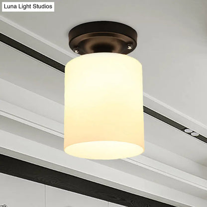 DecorBites™ Black Industrial Milky Glass Ceiling Mount Semi Flush Light for Corridor