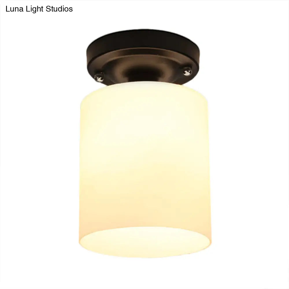 DecorBites™ Black Industrial Milky Glass Ceiling Mount Semi Flush Light for Corridor