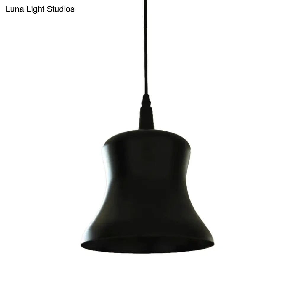 Black Industrial Pendant Light with Metallic Bell Shade - Stylish Dining Room Ceiling Fixture