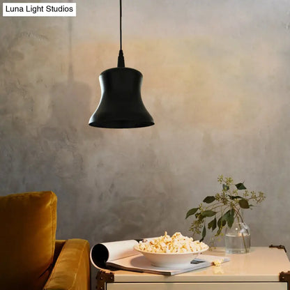 Black Industrial Pendant Light with Metallic Bell Shade - Stylish Dining Room Ceiling Fixture