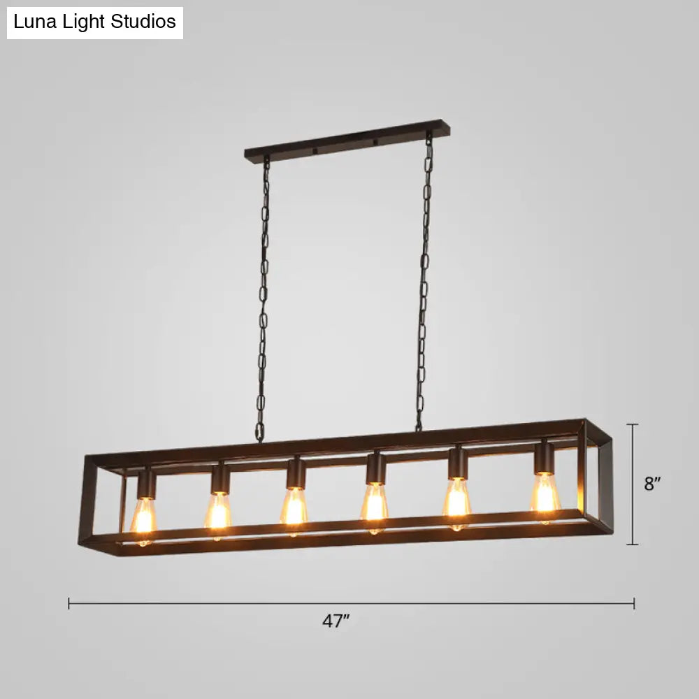 DecorBites™ Black Industrial Rectangular Island Pendant Metallic Ceiling Light Fixture