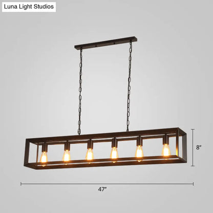 DecorBites™ Black Industrial Rectangular Island Pendant Metallic Ceiling Light Fixture