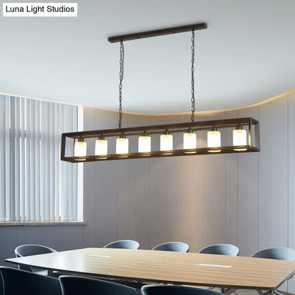 DecorBites™ Black Industrial Rectangular Island Pendant Metallic Ceiling Light Fixture