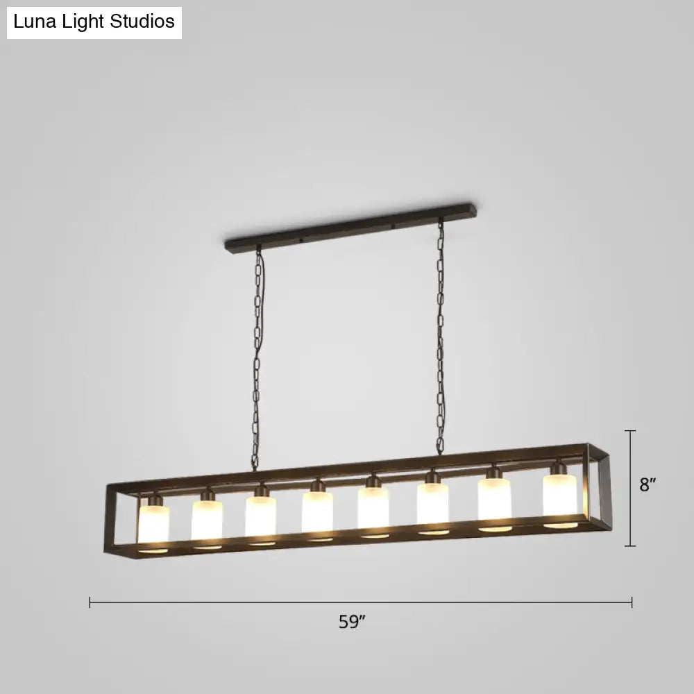 DecorBites™ Black Industrial Rectangular Island Pendant Metallic Ceiling Light Fixture