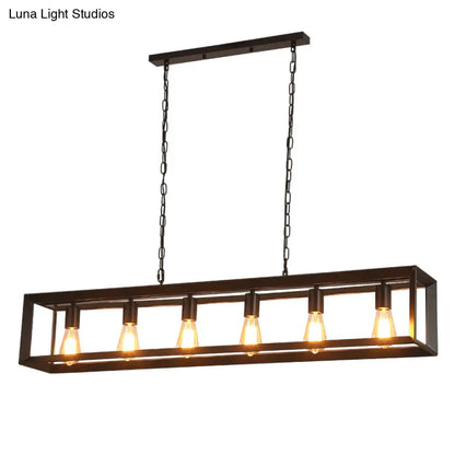 DecorBites™ Black Industrial Rectangular Island Pendant Metallic Ceiling Light Fixture