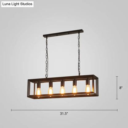DecorBites™ Black Industrial Rectangular Island Pendant Metallic Ceiling Light Fixture
