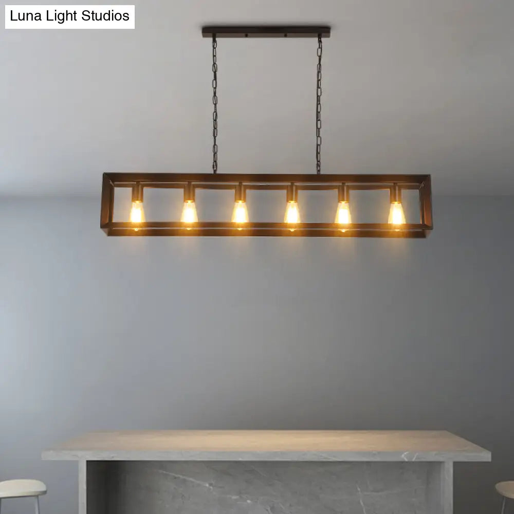 DecorBites™ Black Industrial Rectangular Island Pendant Metallic Ceiling Light Fixture