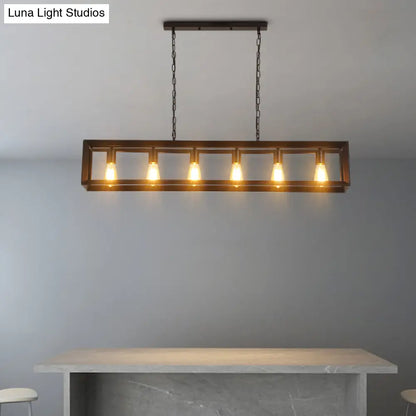 DecorBites™ Black Industrial Rectangular Island Pendant Metallic Ceiling Light Fixture