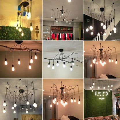 Black Industrial Spider Pendant Light, 6-Light Iron - Decorbites