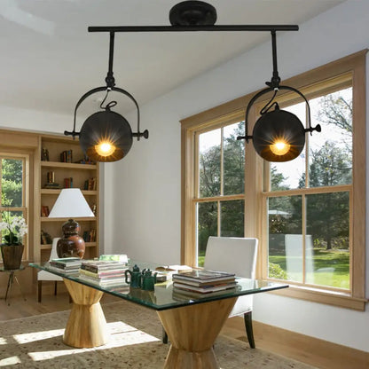 DecorBites™ DecorBites™ Black Industrial Style Rotatable Track Light with Ball Shade, Semi Flush Mount for Living Room - Accommodates 2/3/4 Bulbs