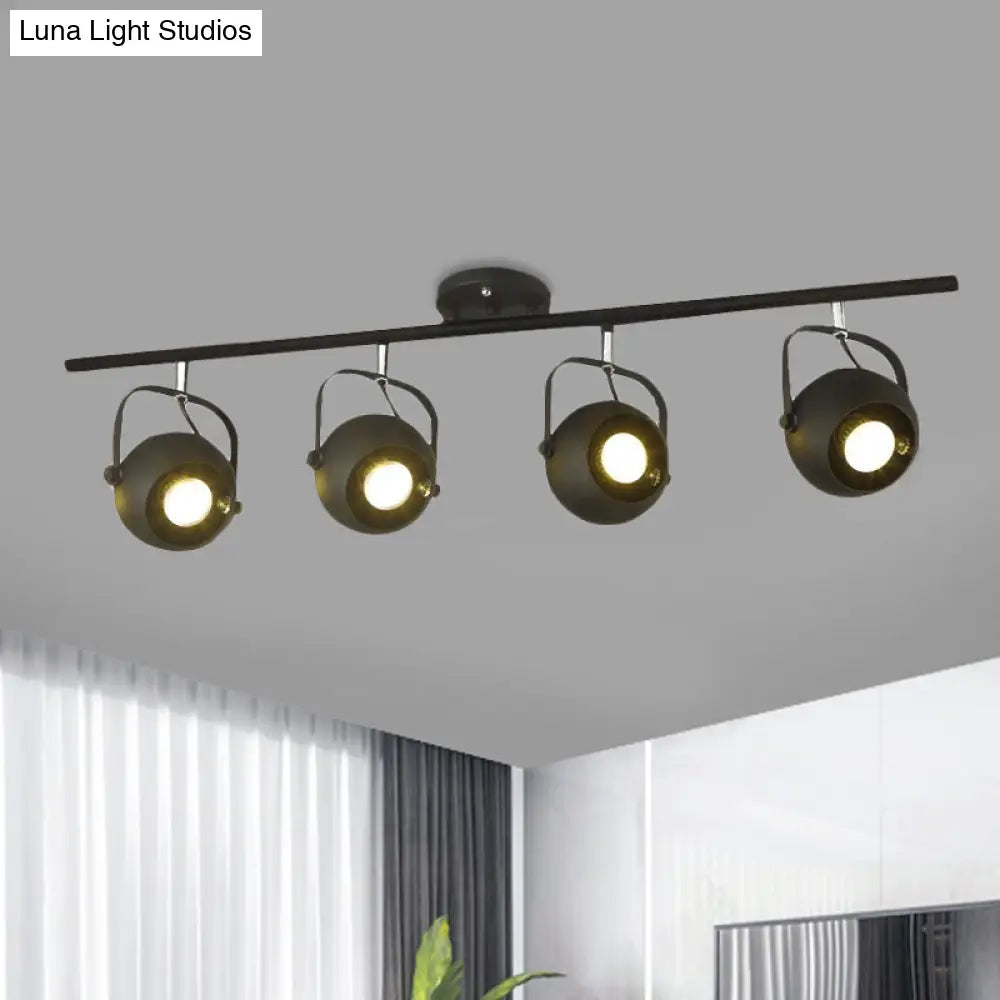 DecorBites™ DecorBites™ Black Industrial Style Rotatable Track Light with Ball Shade, Semi Flush Mount for Living Room - Accommodates 2/3/4 Bulbs