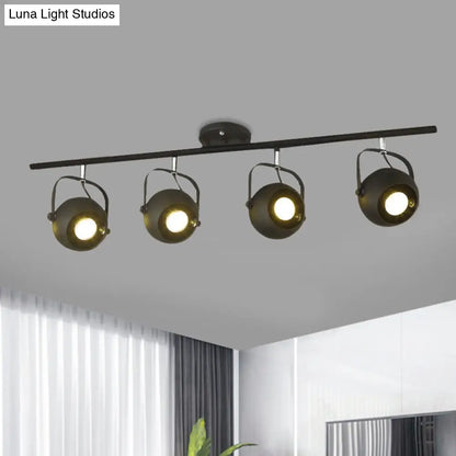 DecorBites™ DecorBites™ Black Industrial Style Rotatable Track Light with Ball Shade, Semi Flush Mount for Living Room - Accommodates 2/3/4 Bulbs