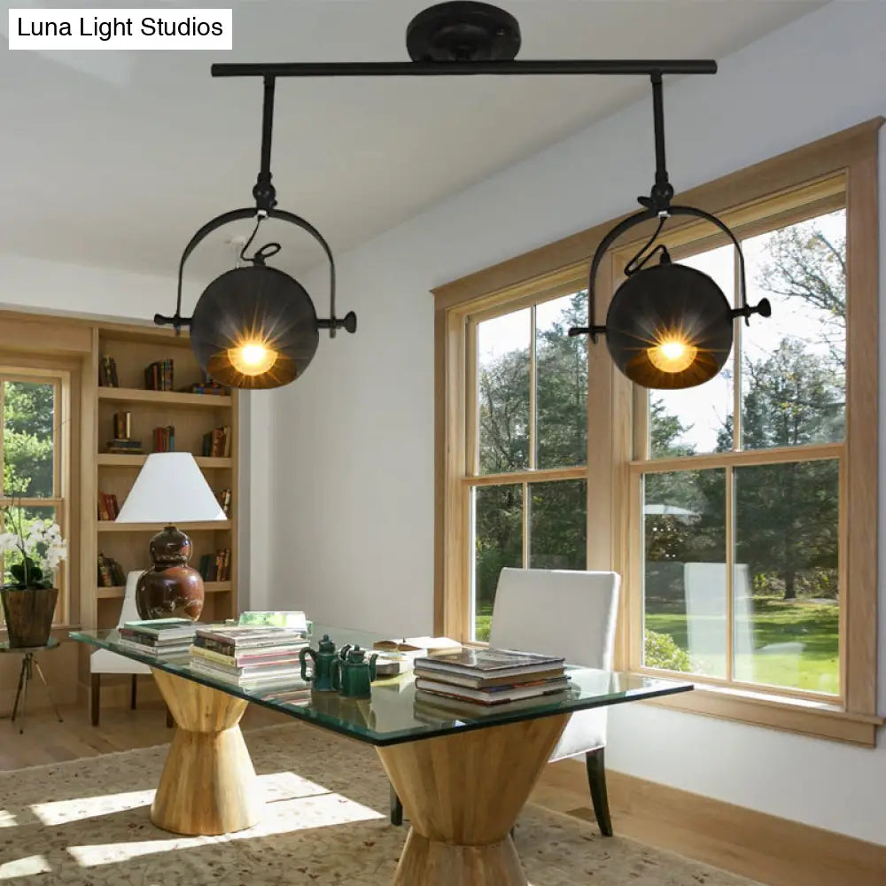 DecorBites™ DecorBites™ Black Industrial Style Rotatable Track Light with Ball Shade, Semi Flush Mount for Living Room - Accommodates 2/3/4 Bulbs