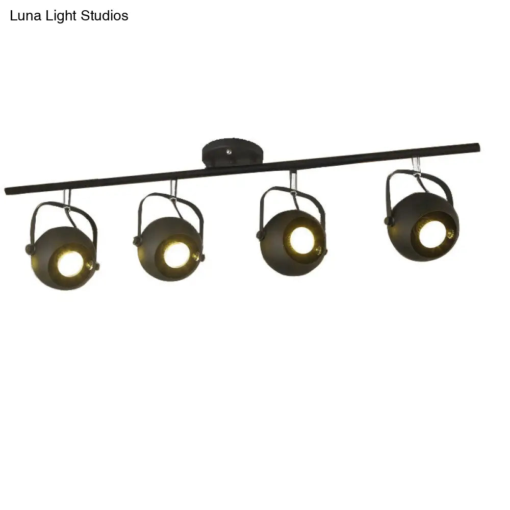 DecorBites™ DecorBites™ Black Industrial Style Rotatable Track Light with Ball Shade, Semi Flush Mount for Living Room - Accommodates 2/3/4 Bulbs