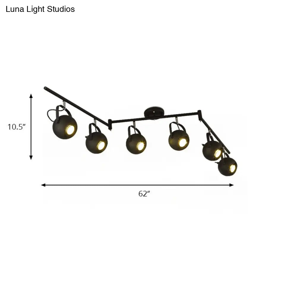 DecorBites™ DecorBites™ Black Industrial Style Rotatable Track Light with Ball Shade, Semi Flush Mount for Living Room - Accommodates 2/3/4 Bulbs