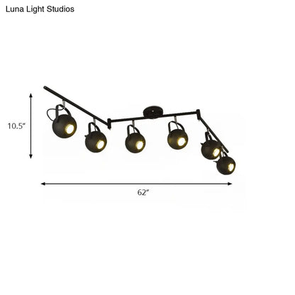 DecorBites™ DecorBites™ Black Industrial Style Rotatable Track Light with Ball Shade, Semi Flush Mount for Living Room - Accommodates 2/3/4 Bulbs
