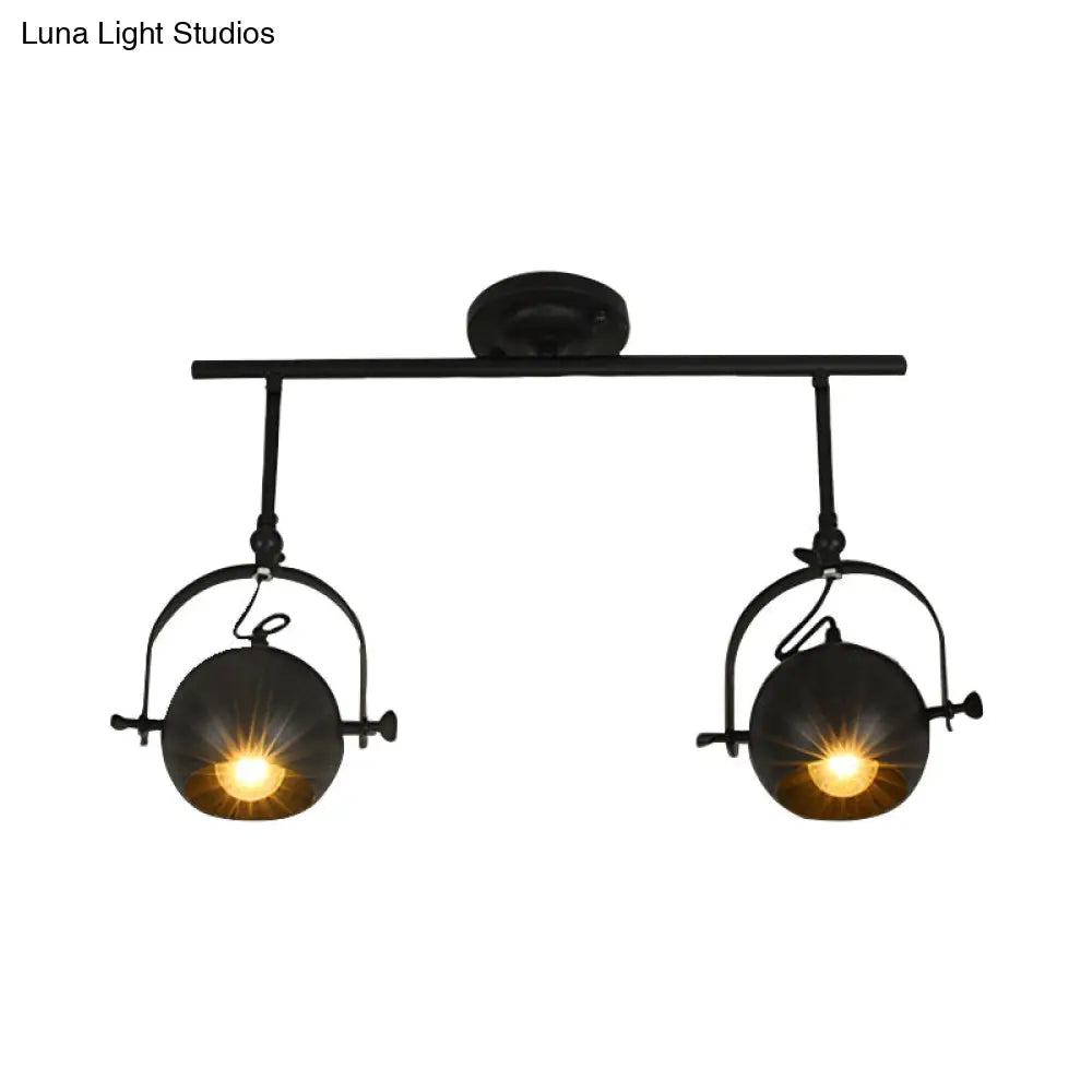DecorBites™ DecorBites™ Black Industrial Style Rotatable Track Light with Ball Shade, Semi Flush Mount for Living Room - Accommodates 2/3/4 Bulbs