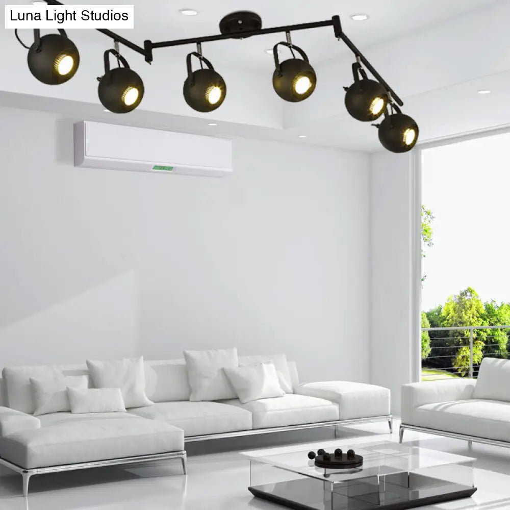 DecorBites™ DecorBites™ Black Industrial Style Rotatable Track Light with Ball Shade, Semi Flush Mount for Living Room - Accommodates 2/3/4 Bulbs