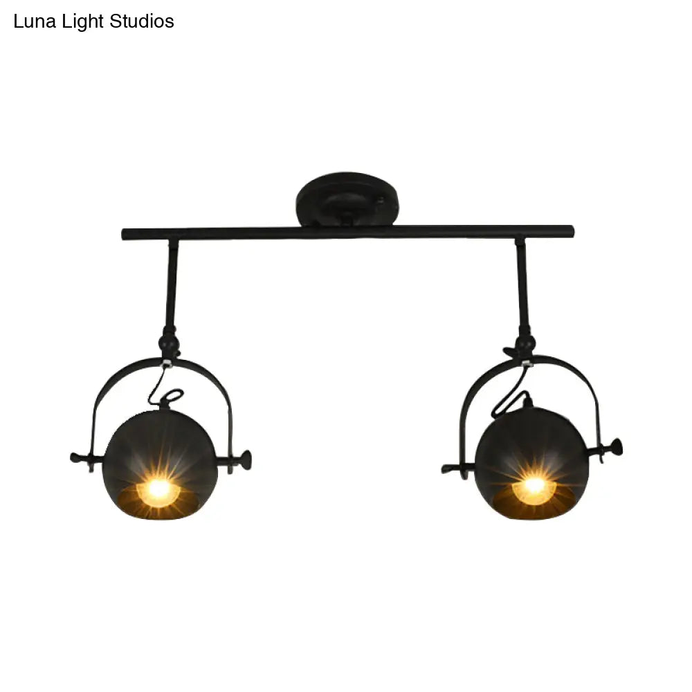 DecorBites™ DecorBites™ Black Industrial Style Rotatable Track Light with Ball Shade, Semi Flush Mount for Living Room - Accommodates 2/3/4 Bulbs
