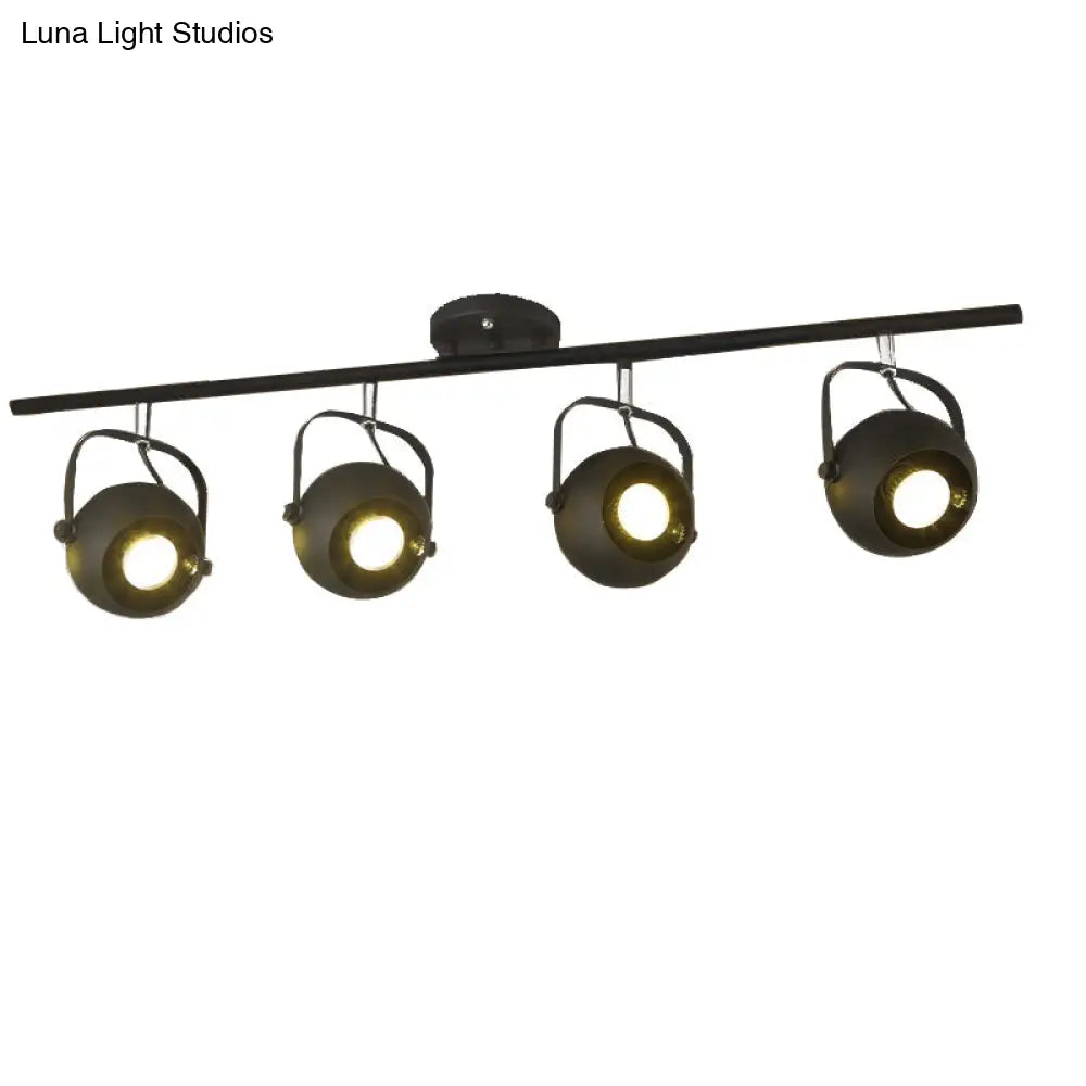 DecorBites™ DecorBites™ Black Industrial Style Rotatable Track Light with Ball Shade, Semi Flush Mount for Living Room - Accommodates 2/3/4 Bulbs
