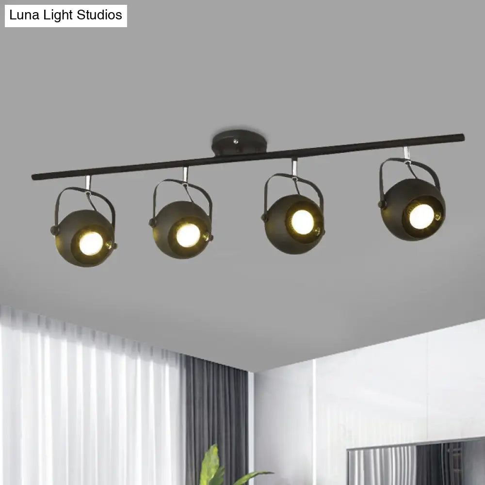 DecorBites™ DecorBites™ Black Industrial Style Rotatable Track Light with Ball Shade, Semi Flush Mount for Living Room - Accommodates 2/3/4 Bulbs