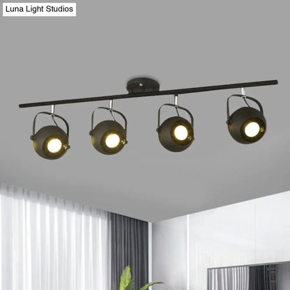 DecorBites™ DecorBites™ Black Industrial Style Rotatable Track Light with Ball Shade, Semi Flush Mount for Living Room - Accommodates 2/3/4 Bulbs