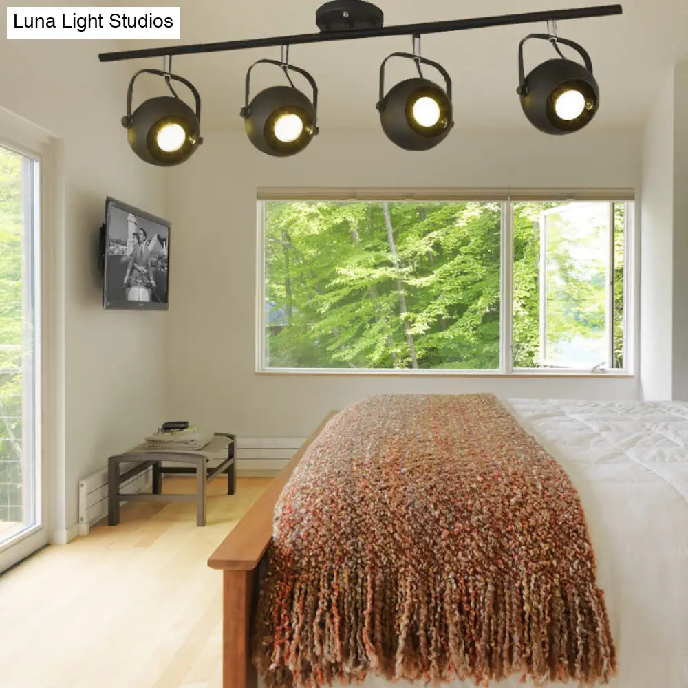 DecorBites™ DecorBites™ Black Industrial Style Rotatable Track Light with Ball Shade, Semi Flush Mount for Living Room - Accommodates 2/3/4 Bulbs