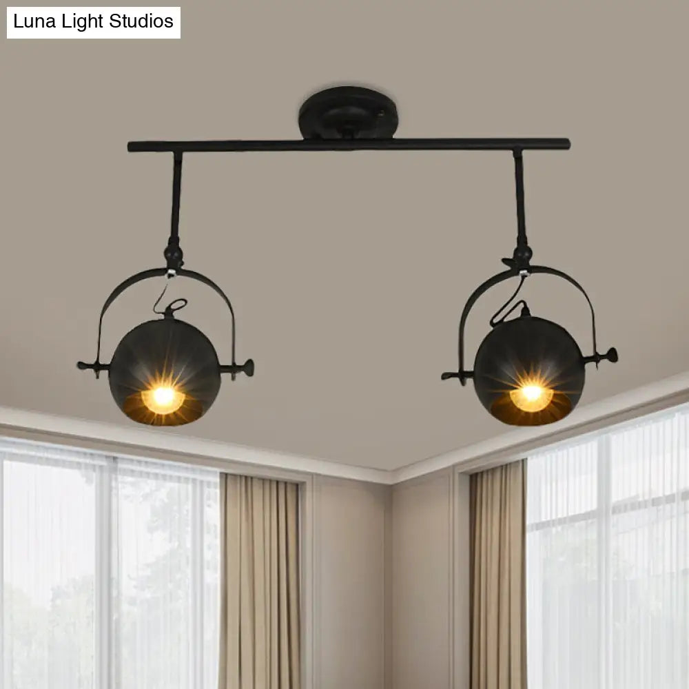 DecorBites™ DecorBites™ Black Industrial Style Rotatable Track Light with Ball Shade, Semi Flush Mount for Living Room - Accommodates 2/3/4 Bulbs