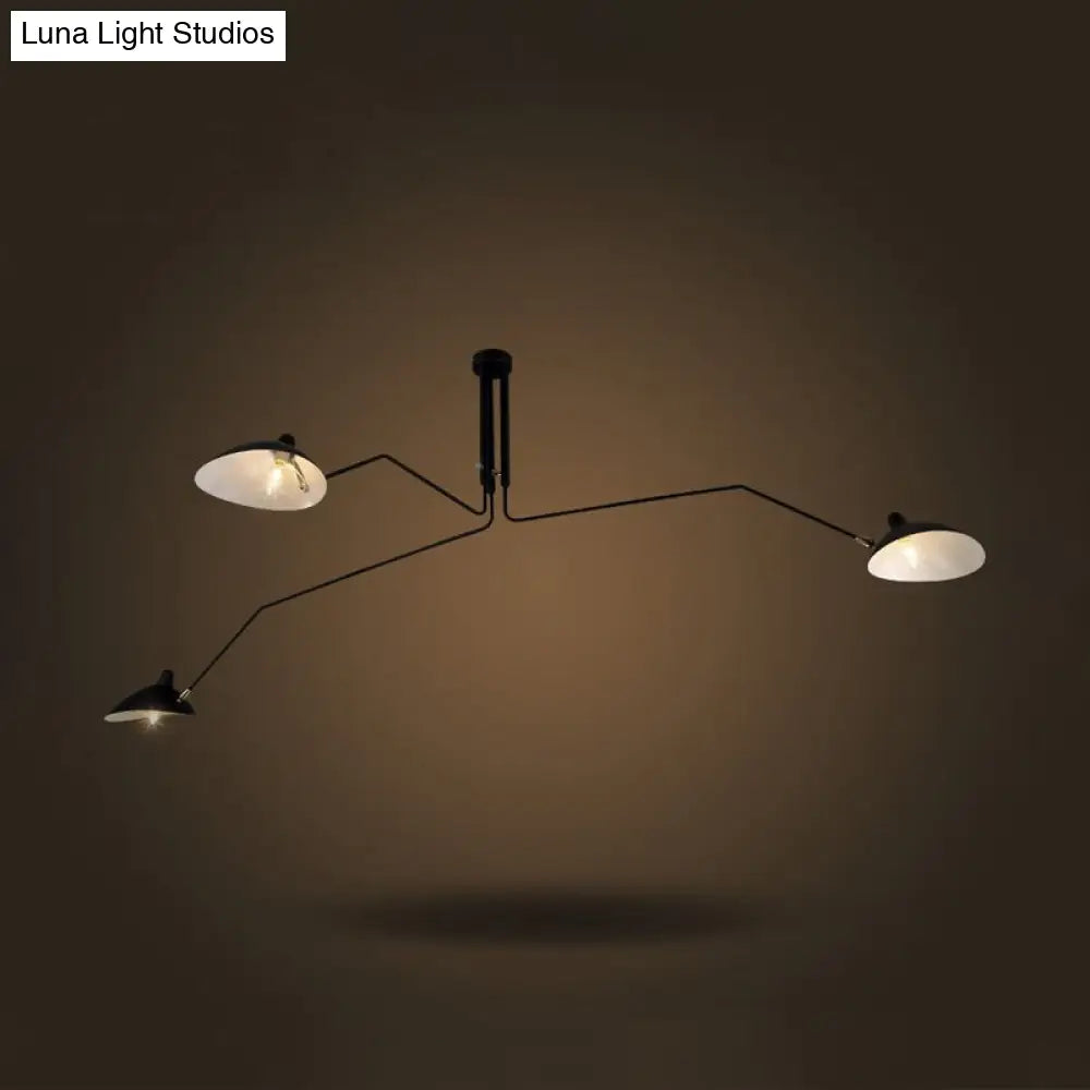 ثريا ديكوربايتس™ سوداء بتصميم صناعي شبه مُدمج - إضاءة مخروطية معدنية بثلاثة مصابيح