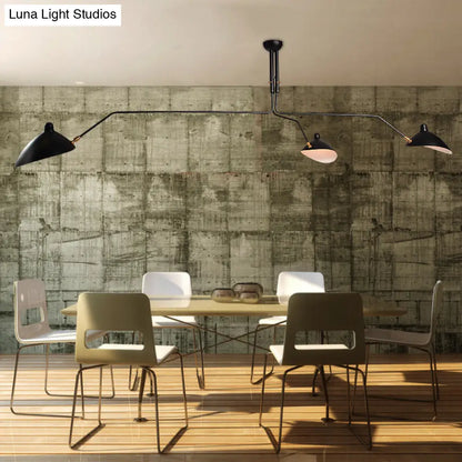 ثريا ديكوربايتس™ سوداء بتصميم صناعي شبه مُدمج - إضاءة مخروطية معدنية بثلاثة مصابيح