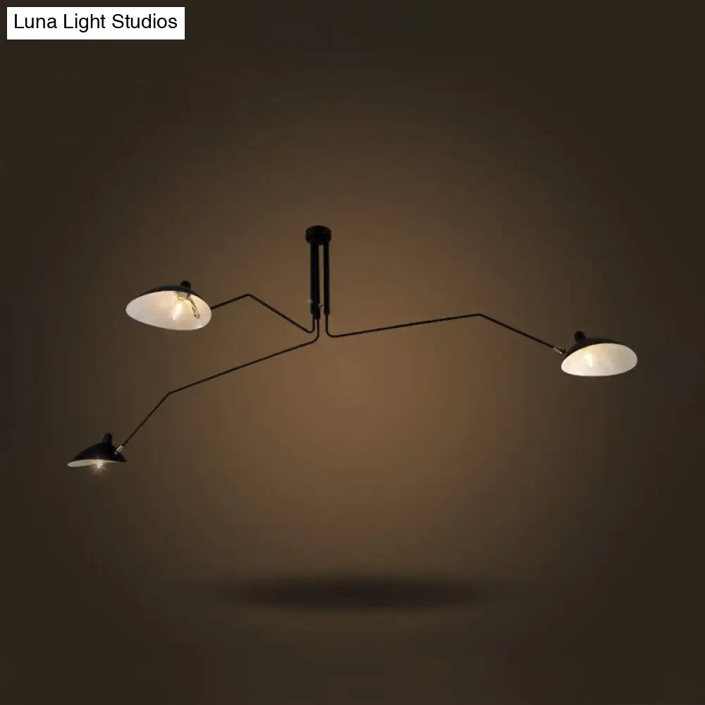 ثريا ديكوربايتس™ سوداء بتصميم صناعي شبه مُدمج - إضاءة مخروطية معدنية بثلاثة مصابيح