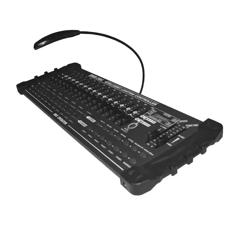 Black dmx-512 intelligent beam light console with flexible led light attached for dj room use