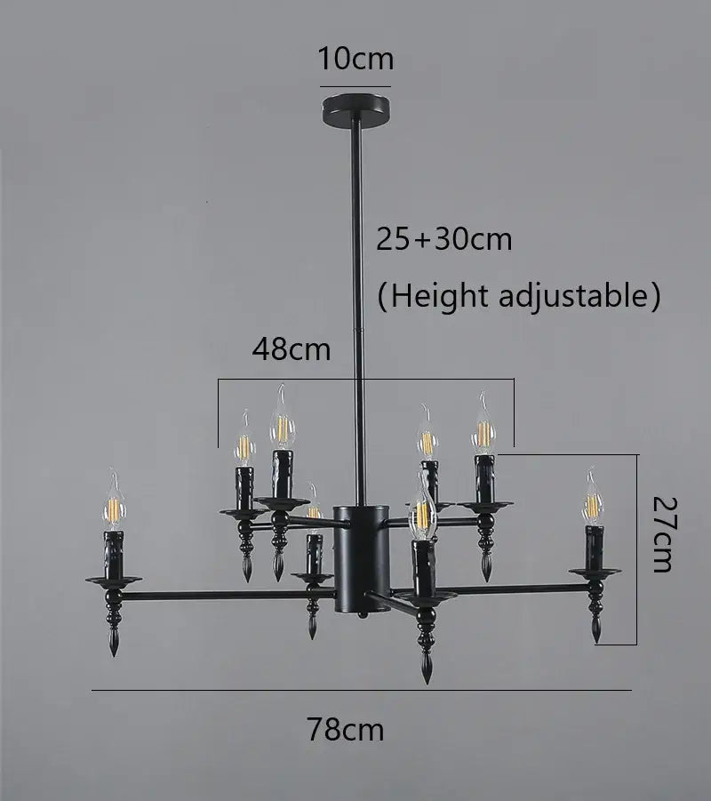 Black iron art candle chandelier pendant light with multiple candle-style bulbs for living room decorbites iron art decor