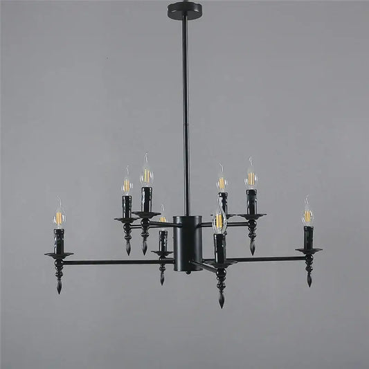 Black wrought iron candle chandelier pendant light with multiple bulbs by decorbites iron art for living room decor
