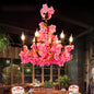 Black Iron Farmhouse Chandelier with Flower Detail - 6 Pendant Light Heads