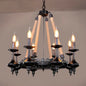 Black Iron Retro Candelabra Chandelier Light for Dining Room Suspension