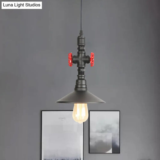 Black Iron Vintage Down Lighting Pendant with 1 Bulb - Perfect for Coffee Shops