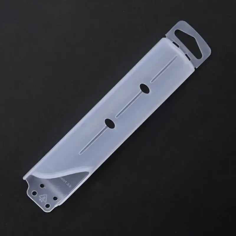 Transparent plastic wall bracket with three holes and hanging tab for black decorbites knife scabbard set backside