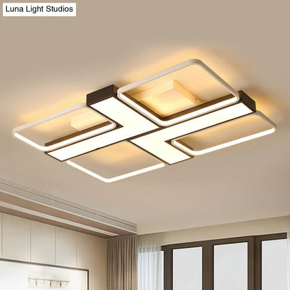 وحدة إضاءة LED سوداء على شكل حرف L من DecorBites™ مثبتة في السقف لغرفة الدراسة، باللون الأبيض الدافئ، بعرض 19 بوصة/24.5 بوصة/31.5 بوصة